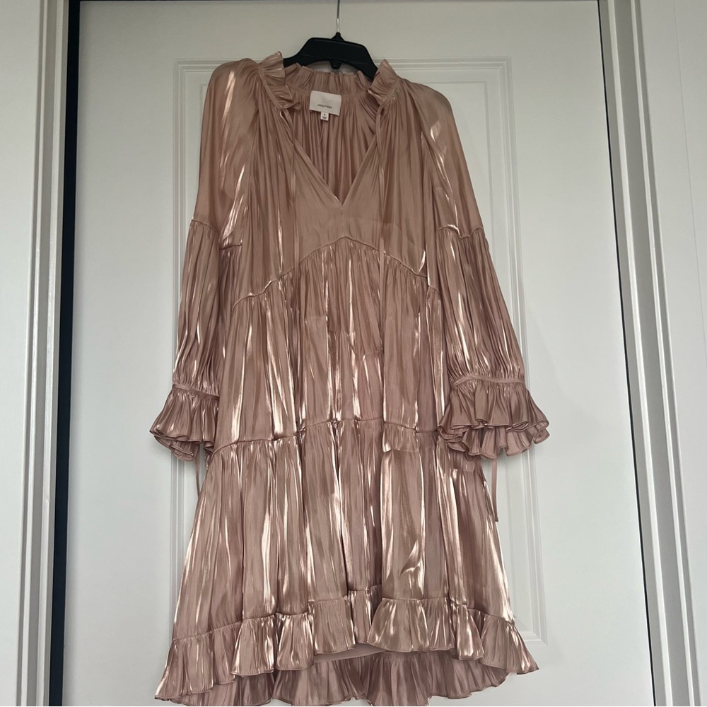 Cinq à Sept Rose Gold Ruffle Dress